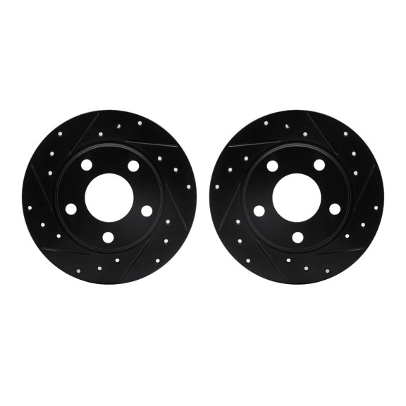 Dynamic Friction Company Rear Brake Rotors-Drilled and Slotted-Black 8002-73056