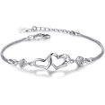 thumbnail image 1 of Silver women's bracelet with adjustable heart-shaped bangle, 1 of 5