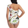 thumbnail image 6 of Yiaed Dinosaur Print Women One Piece Swimsuits Tummy Control One Shoulder Bathing Suits Pattern Ruffle Swimwear-Large, 6 of 8