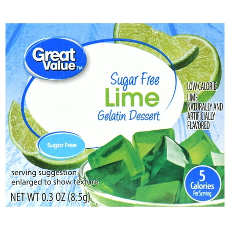 Great Value Gelatin Dessert, Sugar Free, Lime, 0.3 oz - Walmart.com