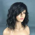 thumbnail image 4 of Perruques pour Femmes Cheveux Bouclés Cosplay Perruque avec Rose Perruque en Filet Perruques Perruques Ombre Noir 38cm, 4 of 8