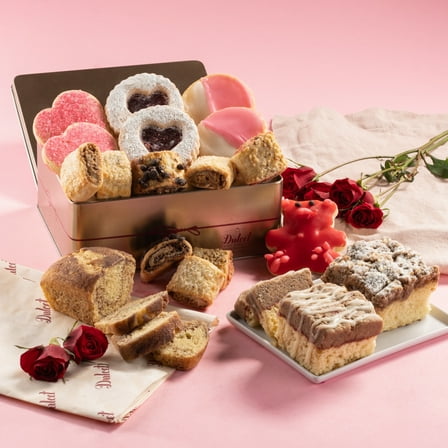 Dulcet Gift Baskets Valentine's Day Sweet Pastry Natural Loaf and Cookies Gift Tin Holiday