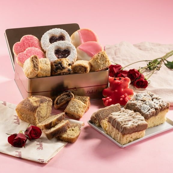 Dulcet Gift Baskets Valentine's Day Sweet Pastry Natural Loaf and Cookies Gift Tin Holiday