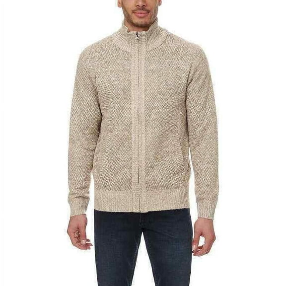 Buffalo David Bitton Men’s Full Zip Faux Fur Lined Sweater (Tan, XL)