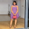 thumbnail image 2 of AURA Plus Size Strapless Bodycon A Line Dress Sexy Ruffle Summer Party Dress Women, 2 of 6