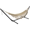 thumbnail image 3 of Northlight Macrame Hammock with Patterned Tassels - 78" x 31" - Brown, 3 of 7