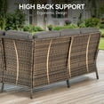 thumbnail image 5 of PARKWELL Outdoor Furniture Sectional Sofa L Shaped Couch,Patio Wicker 5-Seat High Back Conversation Set for Balcony Yard,Brown Wicker Gray Cushion, 5 of 9