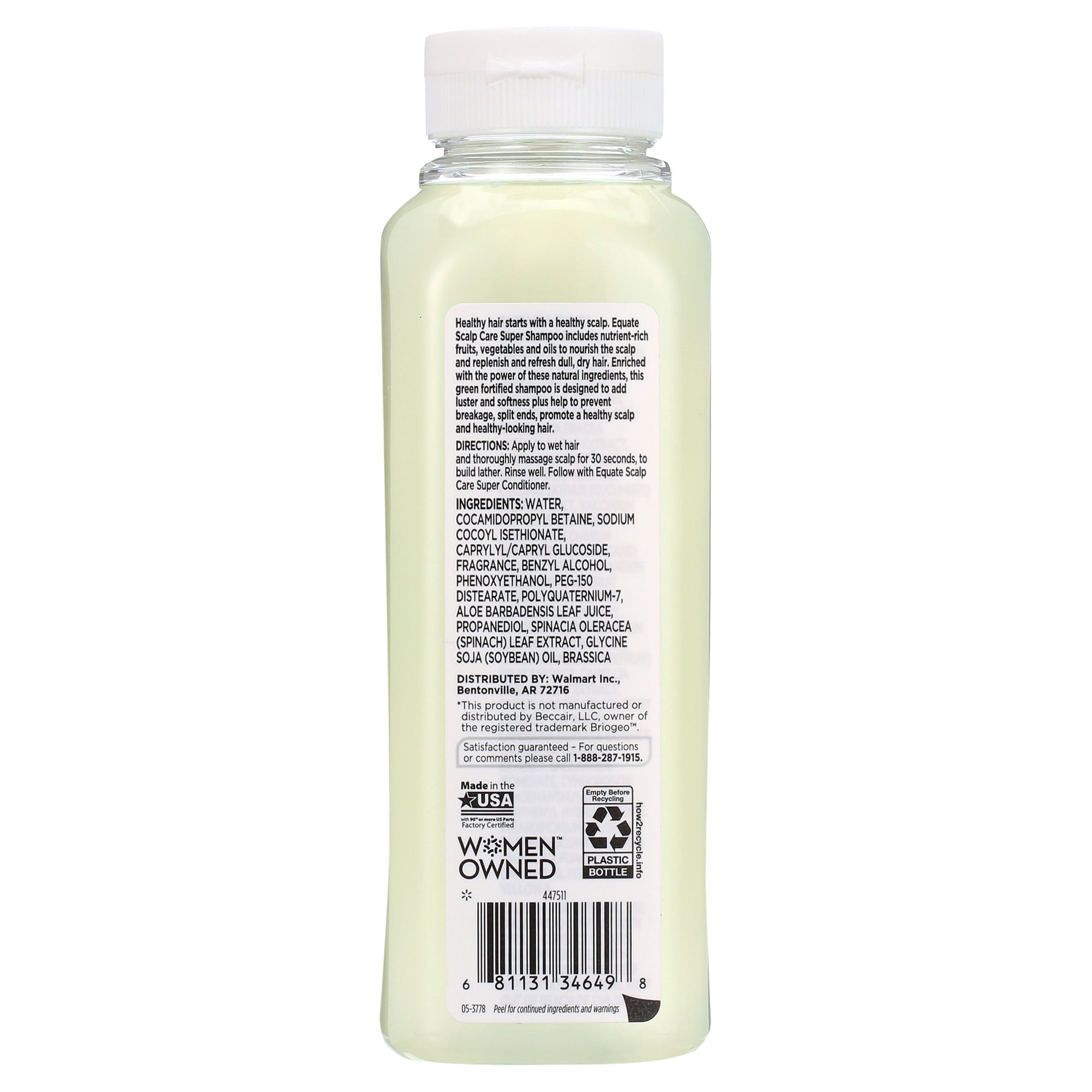 Equate Scalp Care Super Daily Shampoo with Green Tea + Apple, All Hair Types, 12.5 fl oz