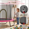 thumbnail image 4 of Toddler Trampoline with Basketball Hoop, 60" Indoor Trampoline for Kids, Kids Trampoline with Enclosure Net, Rectangle Trampoline with Handle, Small Trampoline for Indoor Outdoor, Mini Trampoline, 4 of 9