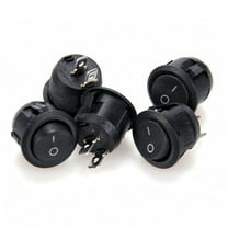 5x Small Round Rocker Switches Locking On/Off 12V DC SPST Circular Rated 250V 6A
