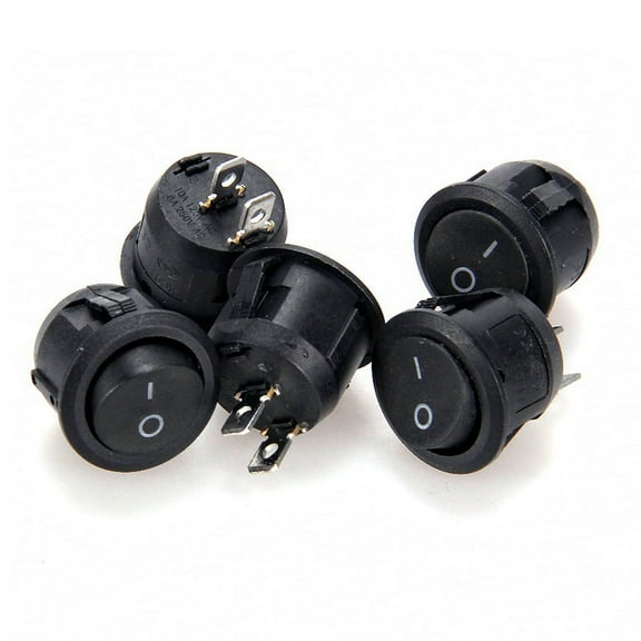 5x Small Round Rocker Switches Locking On/Off 12V DC SPST Circular Rated 250V 6A