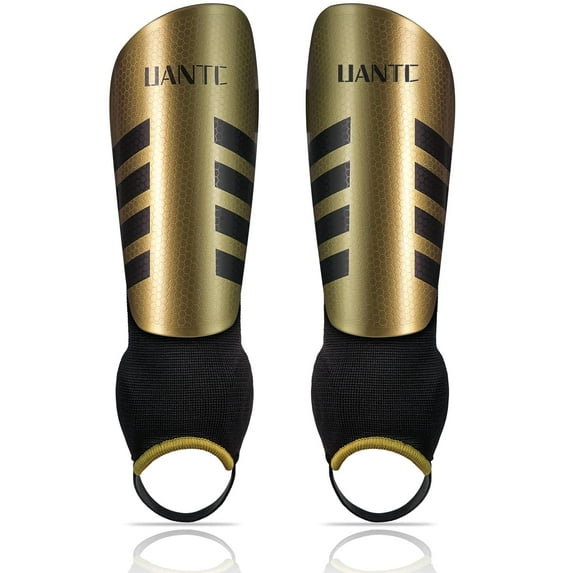 Uantc Shin Guards - Shin Guards with Ankle Protection Cushion Protection Reduce Shocks and Injuries - Kids Soccer Shin Guards with Adjustable Straps for Boys/Girls - Shin Guards Soccer Youth GlodenS