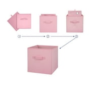 Mainstays Collapsible Cube Fabric Storage Bins (10.5 x 10.5), 6 Pack, Pink Puff