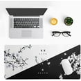 thumbnail image 3 of Black and White Japanese Cherry Blossom Gaming Mouse Pad Sakura Death Life Flower Mat 31.5x11.8 Inch Texture Non-Slip Rubber Base Mousepad Stitched Edges Keyboard Desk Pad for Office Home Game, 3 of 6