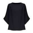 thumbnail image 6 of Lenpel Women's 3/4 Length Sleeve Tops Crew Neck Solid Color Casual T Shirts Fall Fashion Tunic Blouses, 6 of 7