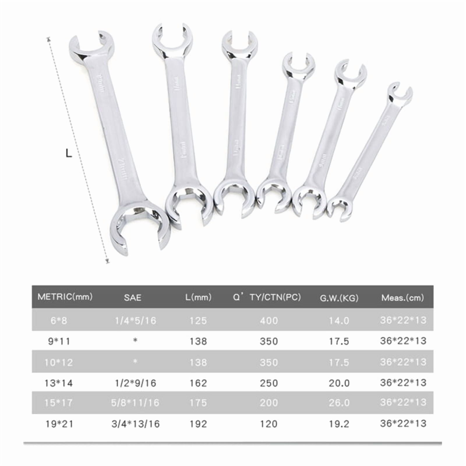 High Quality Multifunctional 6~21mm Tubing Flare Nut Wrench Set