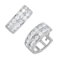 thumbnail image 2 of JewelStop Sterling Silver Silver 2-Row Channel Set Round Cut CZ Huggie Hoop Earrings - 5x13mm, 2 of 4
