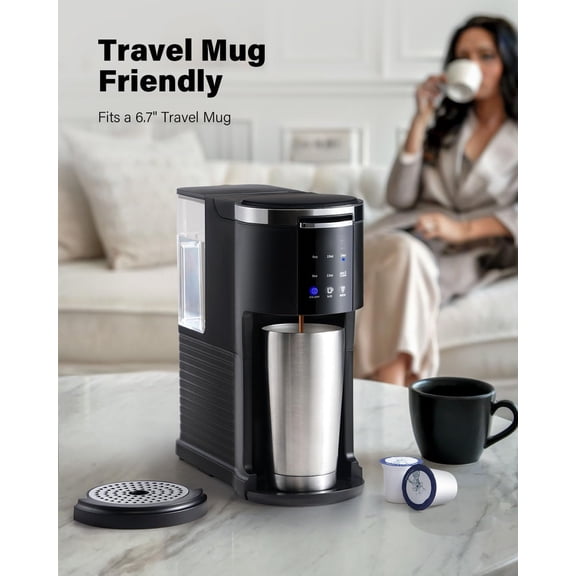 3 in 1 Single Serve Coffee Maker for K Cup & Ground Coffee & Teas, Pod Coffee machine, 6–14oz Brew Sizes, 40oz Detachable Water Reservoir, Descale Settings, Black