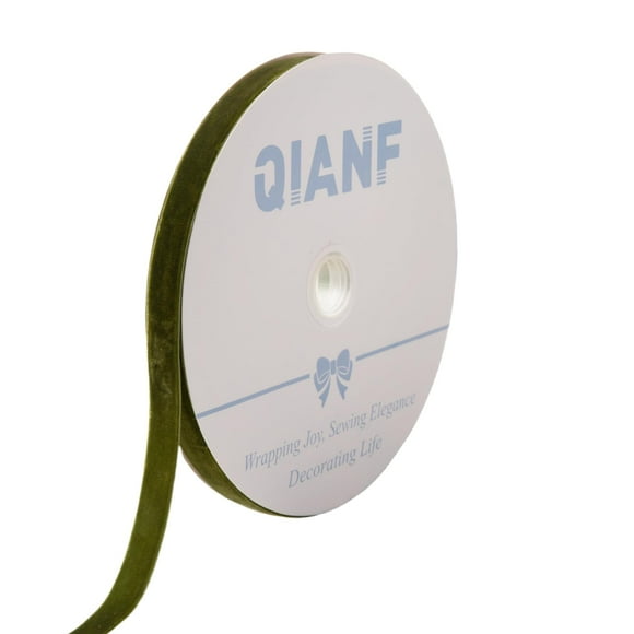 Cinta de terciopelo QIANF, color verde musgo, 1,6 cm x 23 m