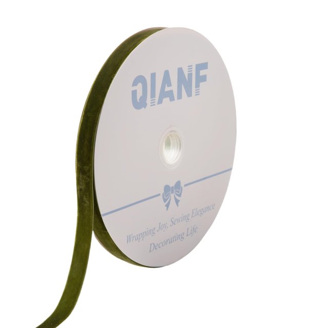 Cinta de terciopelo QIANF, color verde musgo, 1,6 cm x 23 m