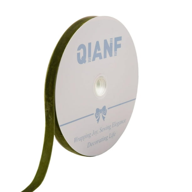 Cinta de terciopelo QIANF, color verde musgo, 1,6 cm x 23 m