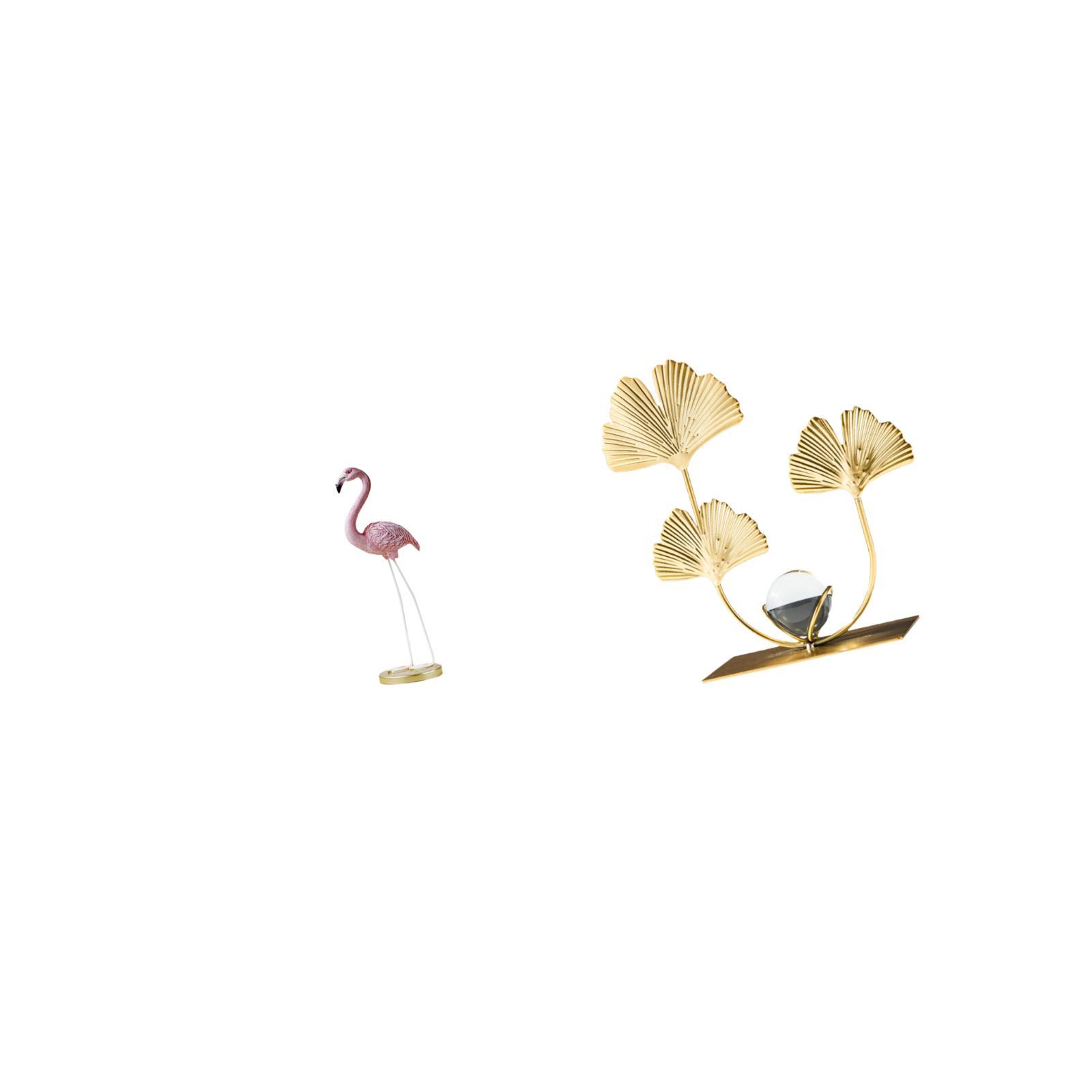 CoudarTitie Flamingo Resin Statue Bird Sculpture Home Decor Fireplace Modern Art Garden Figurine with Metal Stand for Yard Pond Flowerbed Leaves Statue Bookshelf Leaf Sculpture Birthday