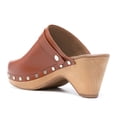 thumbnail image 3 of YDN Women Classic Closed Round Toe Mules Platform Mid Heels Slip On Buckle Strap Studded Sandals Casual Party Daily Outfit Shoes Size 14 Brown, 3 of 4