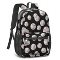 thumbnail image 2 of Baseballs Piles Black Pattern 17" Waterproof Oxford School Backpacks for Teens, S-Shape Padded Straps, for School, Travel, Hiking, Camping, 2 of 5