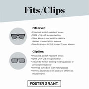 Polar Optics Unisex Flip Ups Rectangle Clip Ons Sunglasses Black