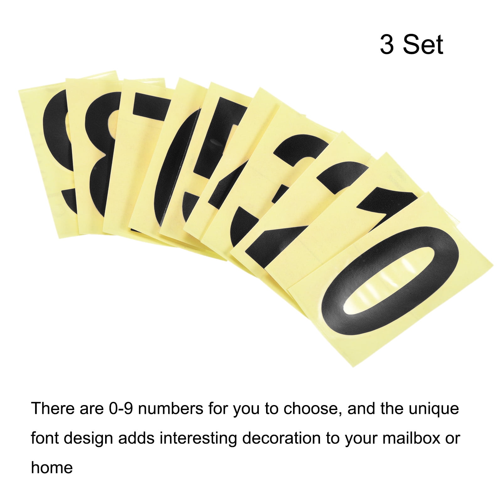Unique Bargains 2.17 Inch Reflective Mailbox Numbers Sticker 0-9 Adhesive Number Black 3 Set