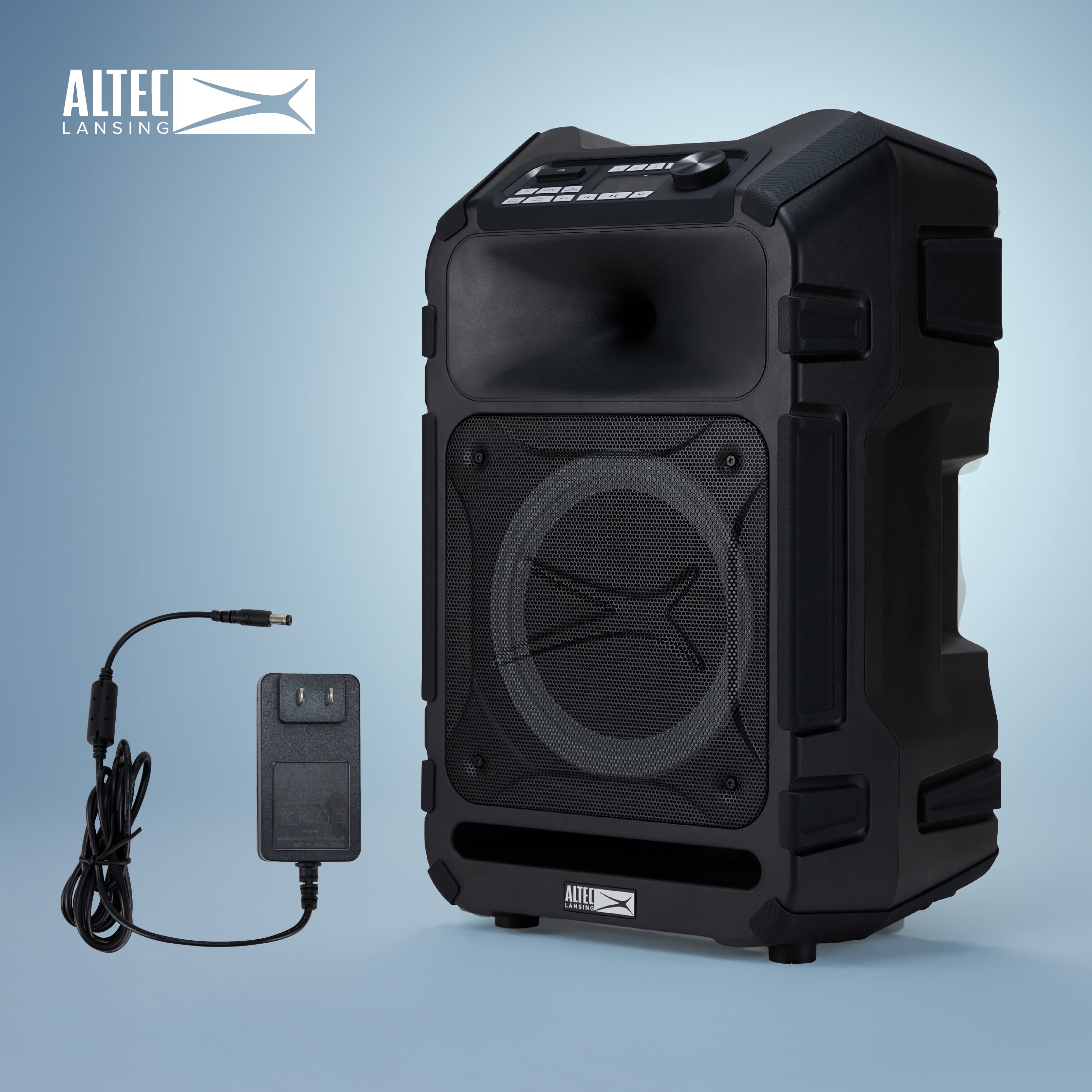 Altec Lansing Sonic Boom 180 Bluetooth Party Speaker, 180W IP67 Waterproof Portable Outdoor Speaker Up to 14 Hours Battery, LED Lights High Power DJ Sound System with Qi Wireless Charging