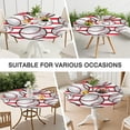 thumbnail image 7 of Red and White Striped Baseballs Pattern Round Fitted Tablecloth with Elastic Edge,Dining Table Cover Waterproof,Outdoor Round Tablecloth for Camping,Dining,Indoor and Outdoor, 7 of 7