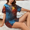 thumbnail image 4 of Fotbe Red And Blue Fire Dragon E Conjunto de Pijama Estampado para Mujer, 2 Piezas, Ropa de Dormir con Camiseta de Manga Corta y Shorts Suaves-Medium, 4 of 6