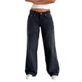 thumbnail image 1 of Pantalones vaqueros de pierna ancha for mujer, de talle bajo, holgados, pierna recta, pantalones de mezclilla for novio, pantalones vaqueros sueltos casuales, estilo niña Y2K, 1 of 4
