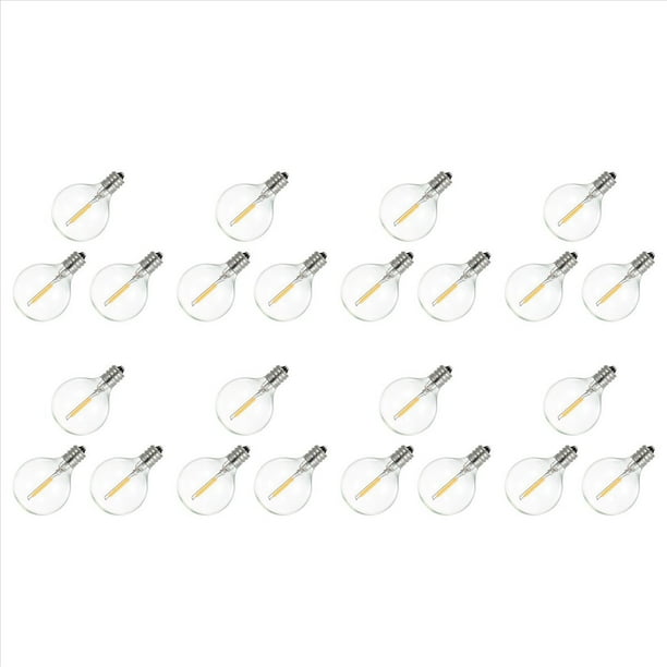 Bombillas LED de Repuesto G40 de 24 Piezas, Bombillas de Globo LED Inastillables con Base de Tornillo E12 para Luces de Cadena Solares CáLido