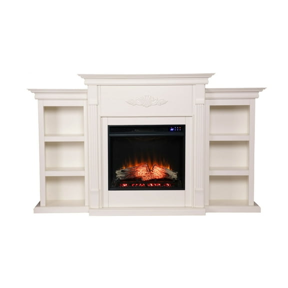 Tennyson Touch Screen Electric Fireplace with Bookcases