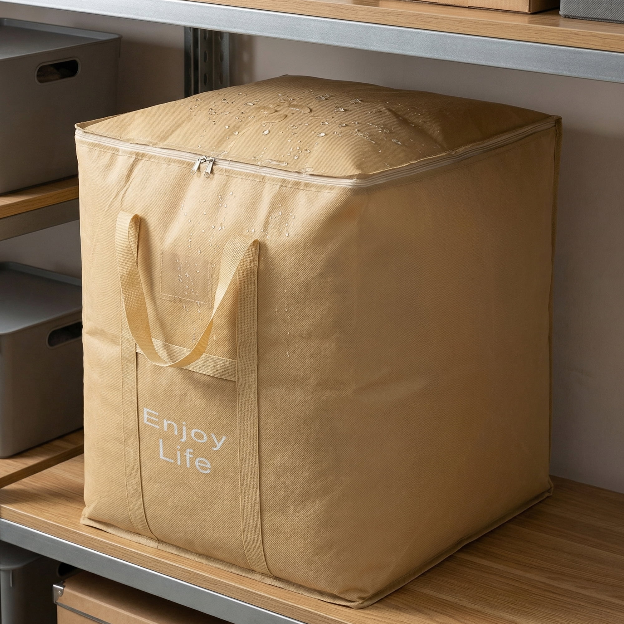 Unique Bargains Foldable Storage Bags for Storing Clothing Light Brown 19.7"x23.6"x27.6"