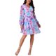 thumbnail image 2 of Vestido Floral de Cuello en V de Mujer INSPIRE CHIC con Manga Larga, Cintura Alta, Volantes, Estilo Skater, Mini Vestido de Chiffon, 2 of 6