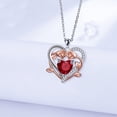 thumbnail image 2 of Rose Heart Necklace for Women, 925 Sterling Silver Love Heart Pendant with Red Ruby, Jewelry Gift for Wife Mom Girlfriend, 2 of 4