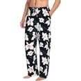 thumbnail image 2 of Uemuo Lilies Flowers Pattern Men's Wide Leg Palazzo Lounge Pants with Pockets Light Weight Loose Comfy Casual Pajama Pants-Small, 2 of 9