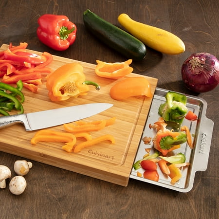 Cuisinart - Bamboo Cutting Board w/Slide Out Tray