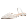 thumbnail image 2 of Samdudou Dressy Flats for Women Elegant Pointed Closed Toe Slingback Shoes Sheer Mesh Rhinestone Embellished Slides Wedding Evening Party Bridal Footwear Style, 2 of 9