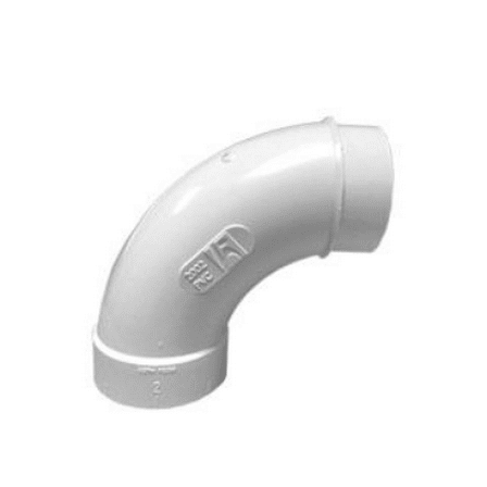 PVC, White, 90 Degree Sweep Spigot Elbow Pipe Fittings
