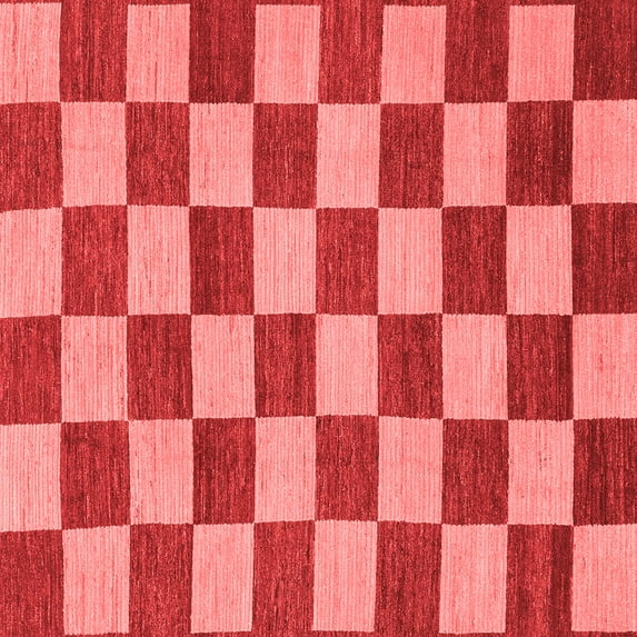 Ahgly Company Machine Washable Indoor Square Checkered Red Modern Area Rugs, 3' Square