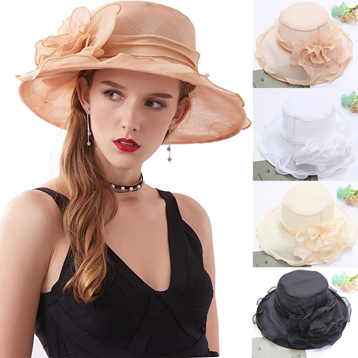 C.C Cocktail Fashion Sinamay Fascinator Hat Feather & Flower 