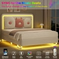 thumbnail image 5 of LAFGUR Full Size Upholstered Bed Frame with LED Lights,Boucle Princess Platform Bed with Adjustable Headboard and Removable Pillows,Beige, 5 of 10