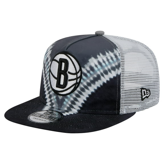 Men's New Era Black/Gray Brooklyn Nets Throwback Dye Golfer Snapback Hat