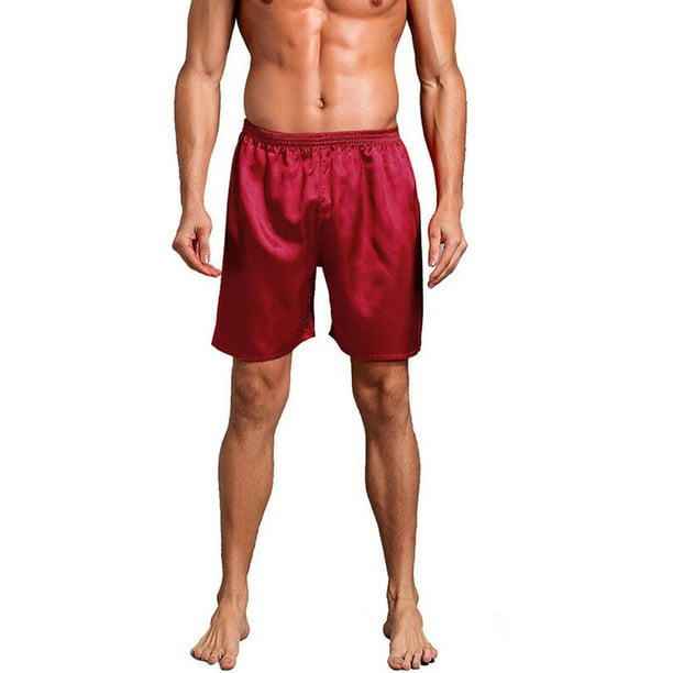 WSEVYPO - Mens Satin Boxer Shorts Pajamas Shorts Sleepwear Boxers ...