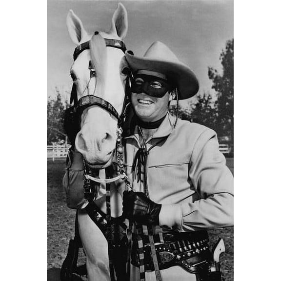 Clayton Moore in The Lone Ranger smiling in costume by Silver 24x36 Poster