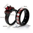 thumbnail image 2 of Punk Skull Rings Black Matching Rings Couple Rings Red Cz Wedding Ring for Women, 2 of 7